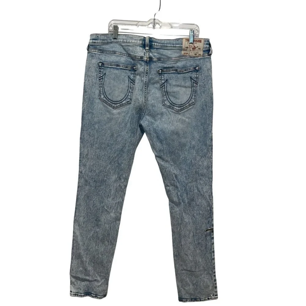 True Religion Rocco Blue Denim Medium Wash Relaxed Skinny Jeans Men's Size 36